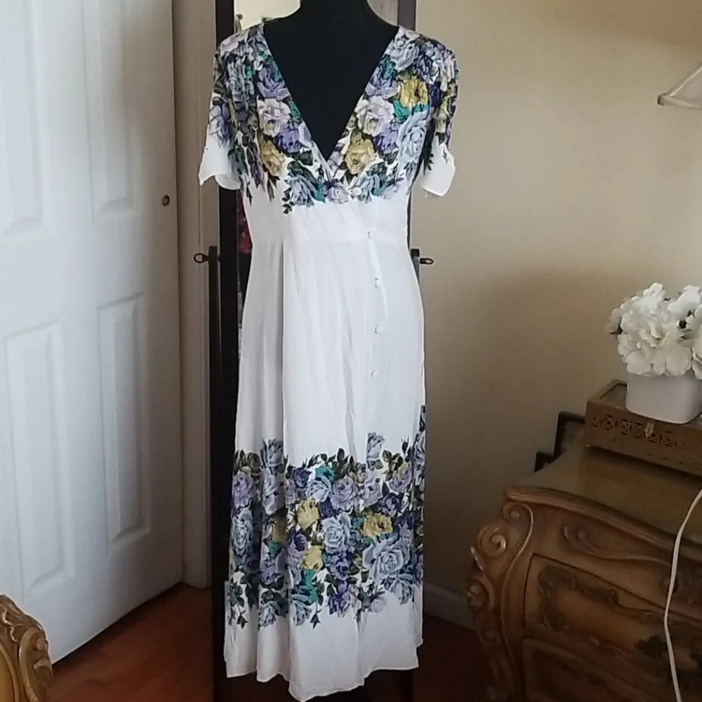 NWT Free People Ivory Floral Dress - Picture 4 of 8